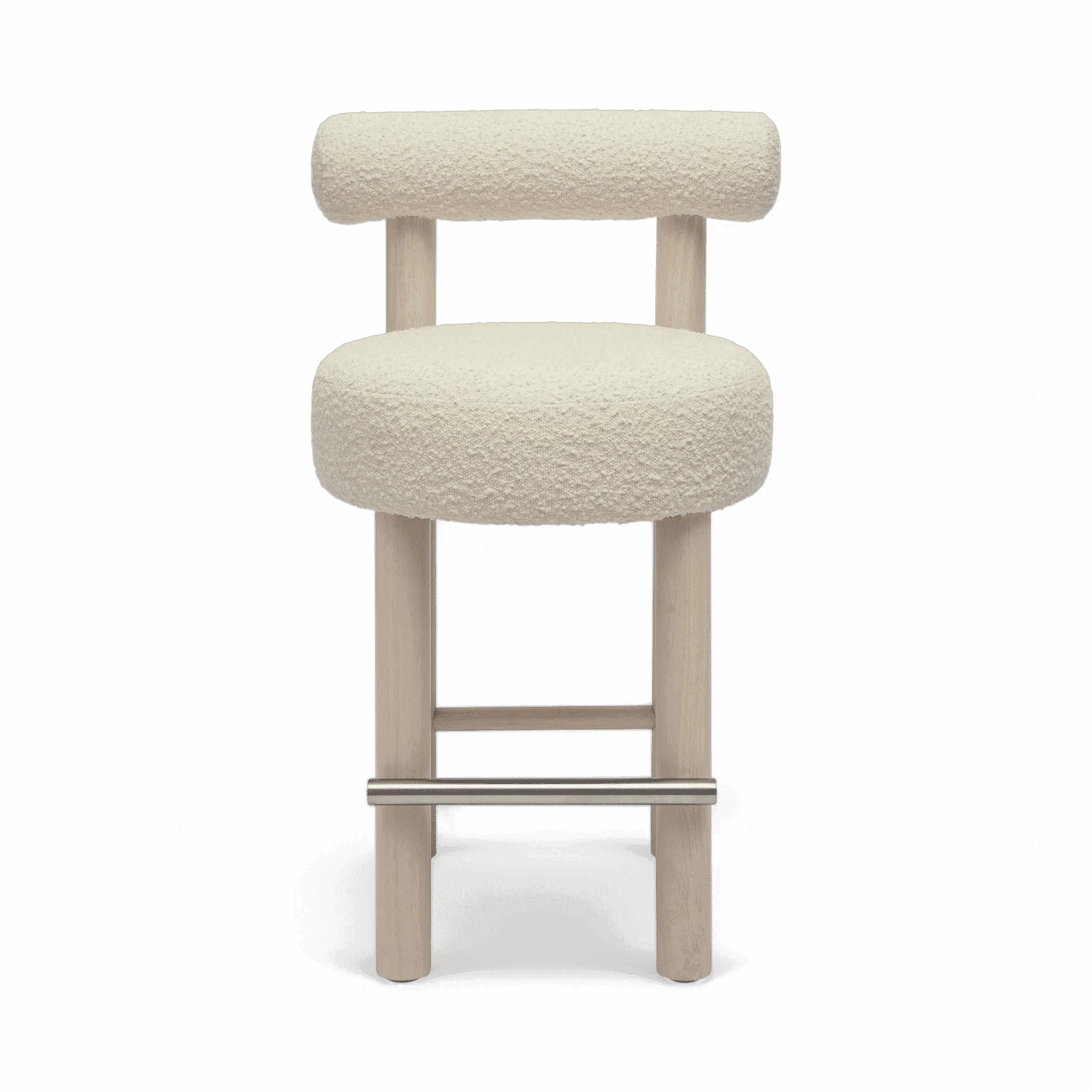Arch Off White Boucle and Solid Wood Counter Stool - Image 3