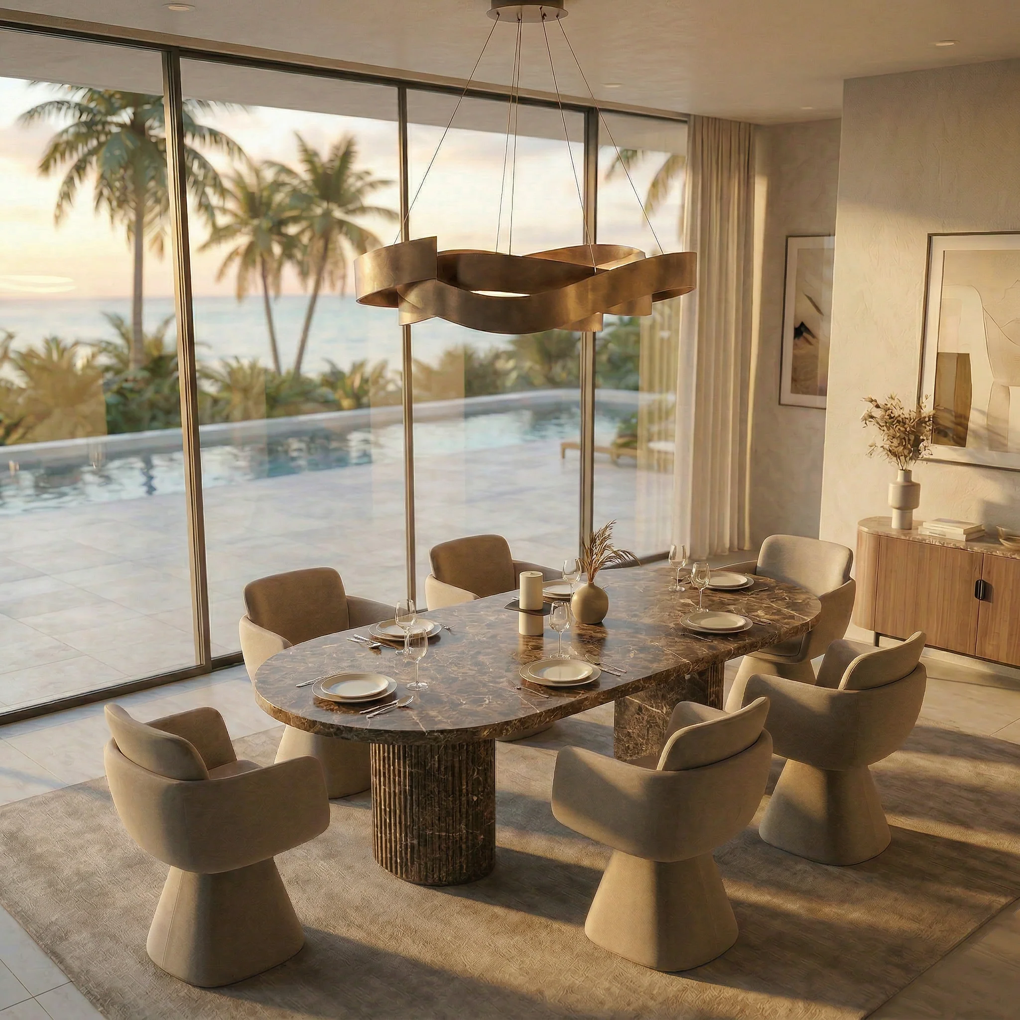 Bloom Dining Table Brown Marble - Image 7