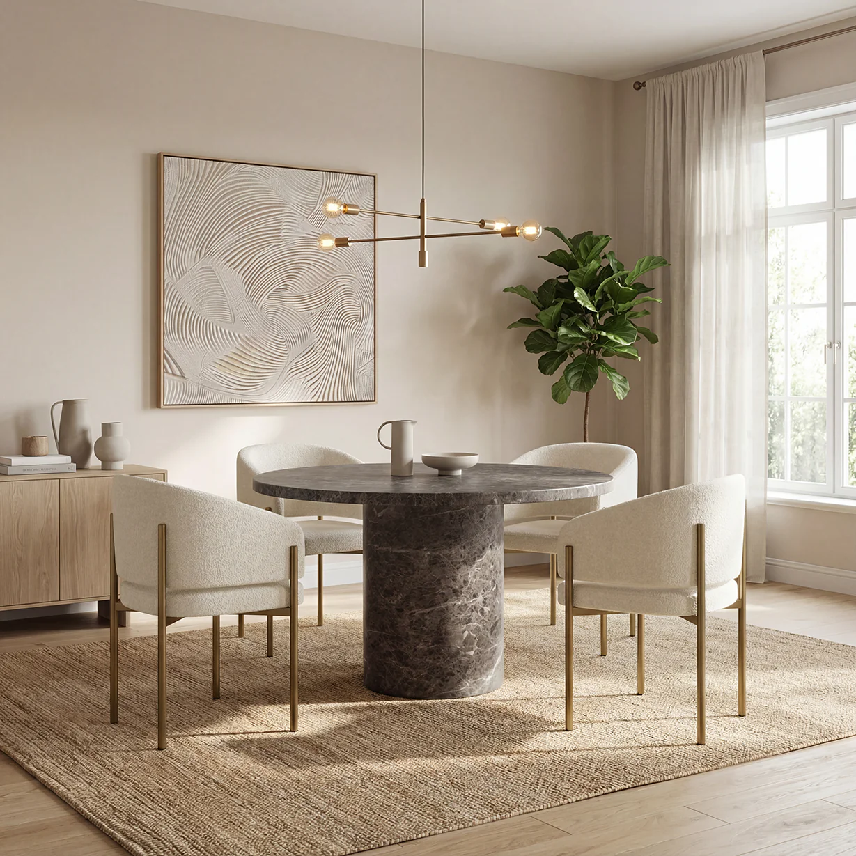 Bloom Round Dining Table Brown Marble - Image 7