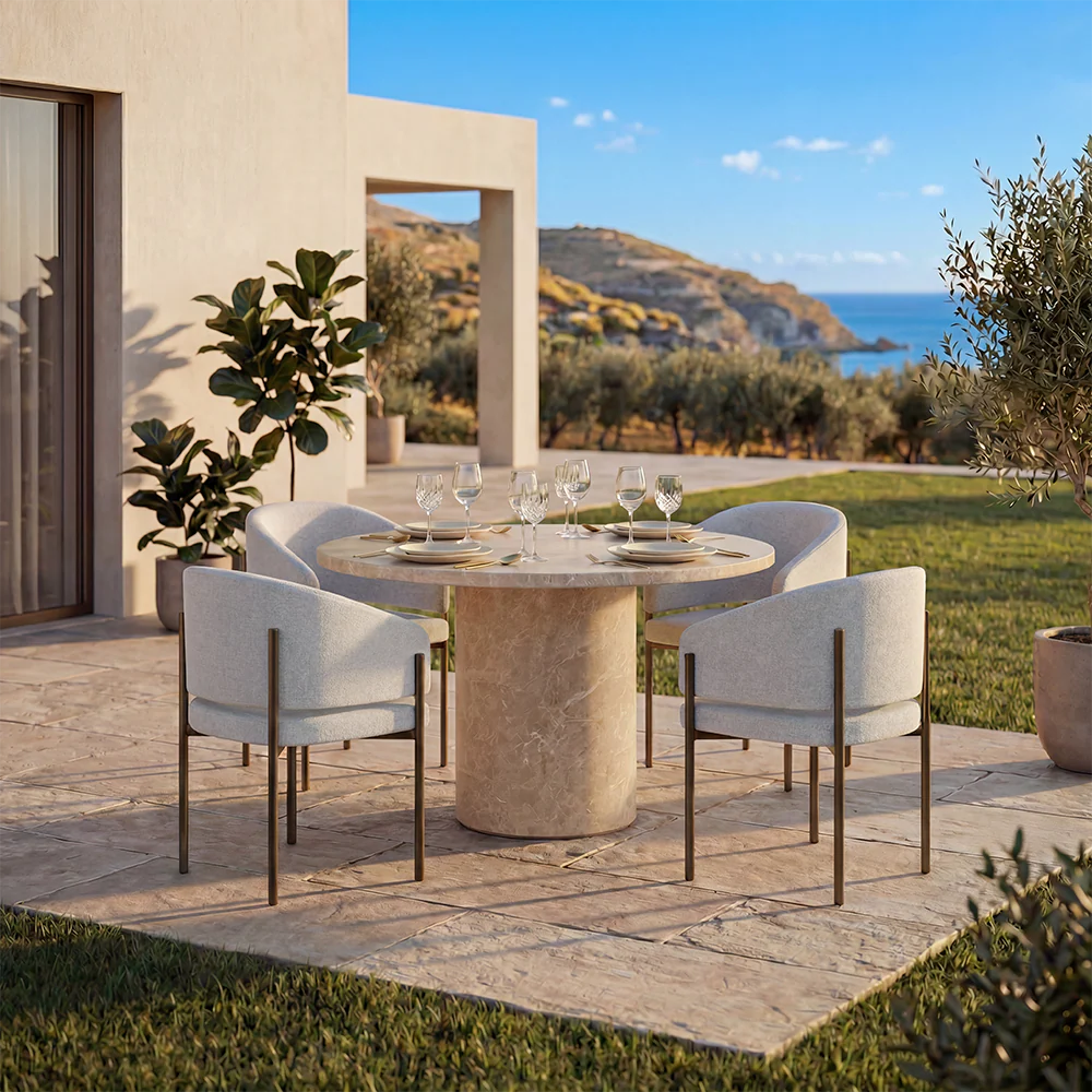 Bloom Round Dining Table Gold Marble - Image 5