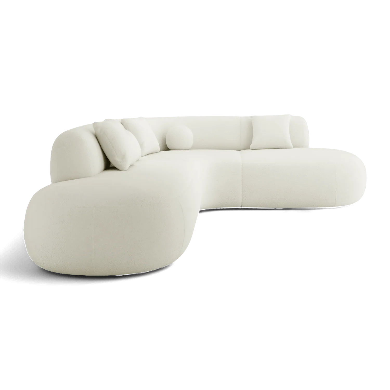 Boba Sectional Sofa White Boucle - Image 4
