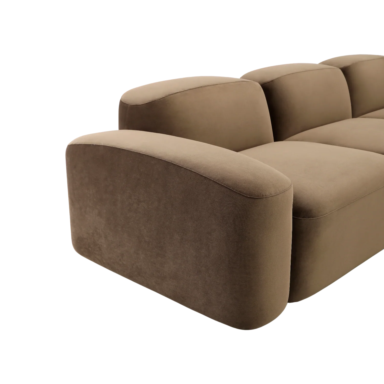 Brunello Large Sectional Sofa Brown Velvet - Image 5