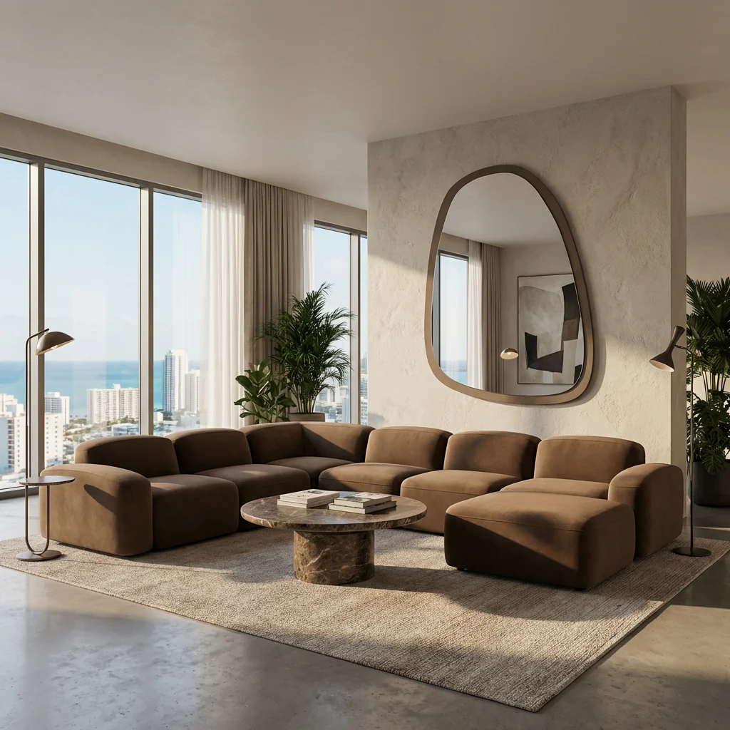 Monaco Round Coffee Table Brown Marble - Image 8