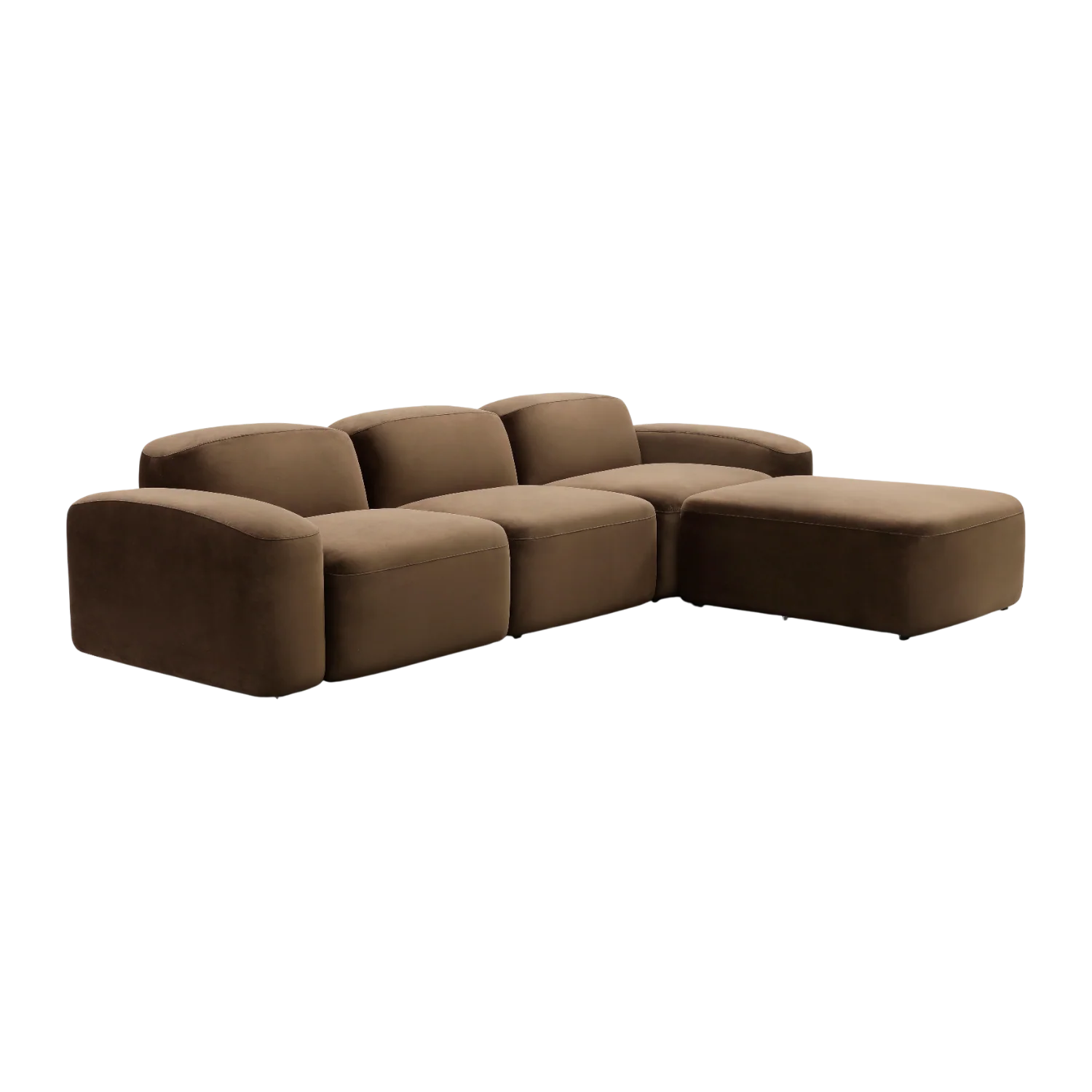 Brunello Sectional Sofa Brown Velvet - Image 4