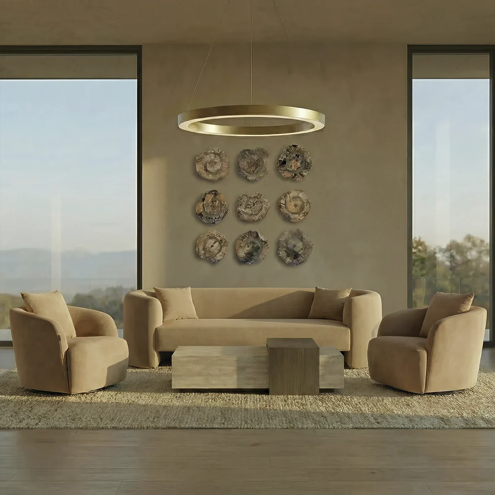 Elora 3 Seater Sofa Camel Velvet - Image 2