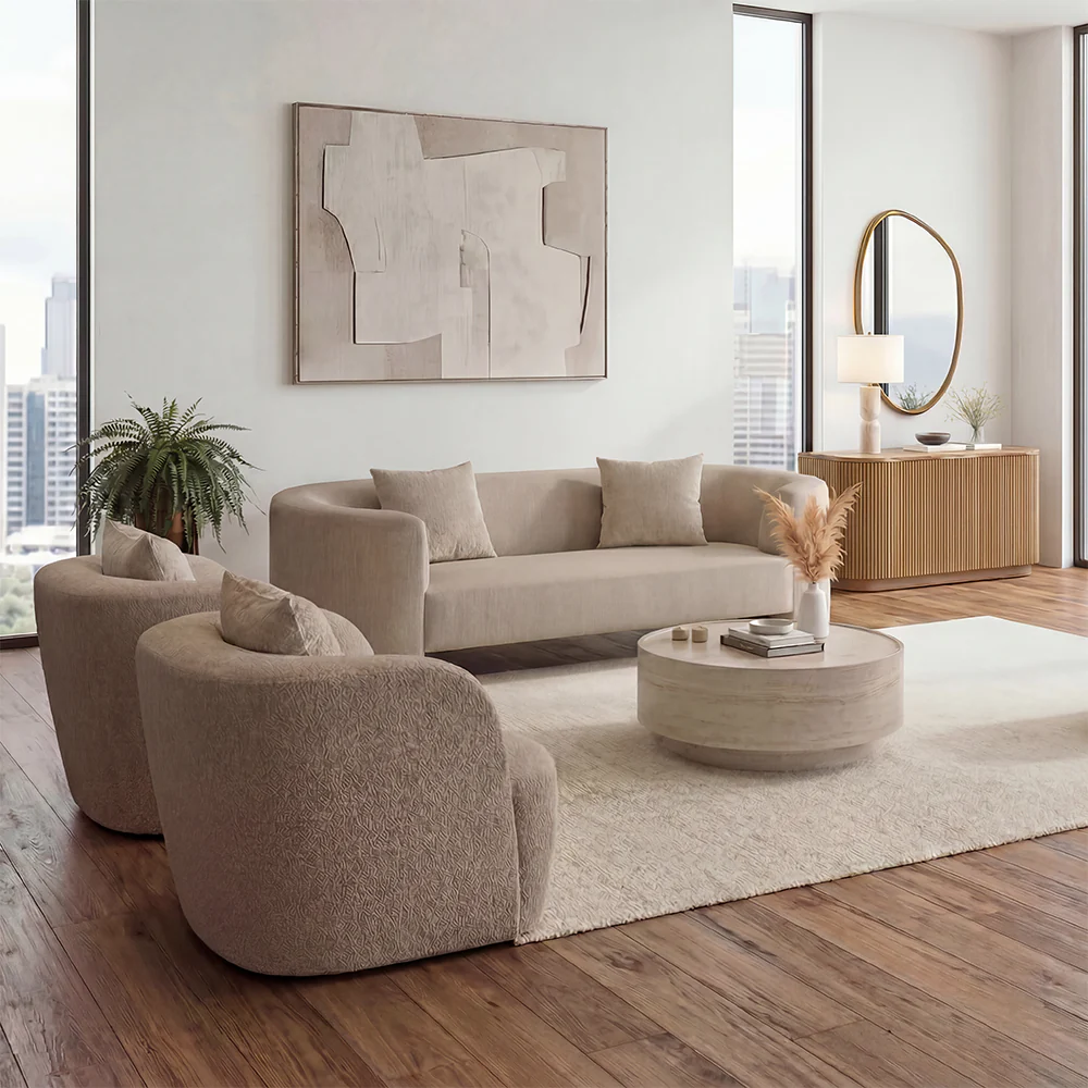Elora 3 Seater Sofa Greige Boucle - Image 4