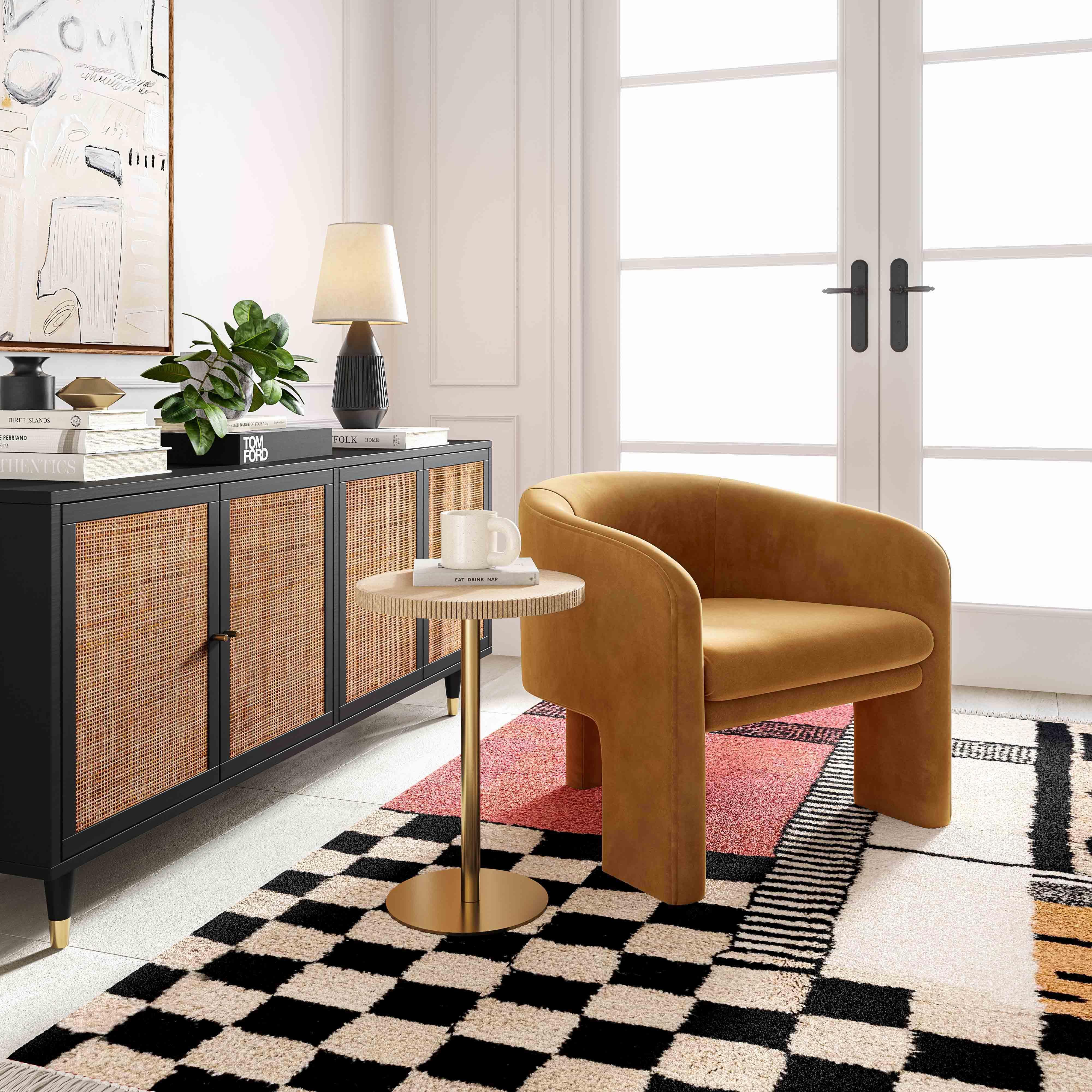 Helix Camel Velvet Accent Chair - Image 2