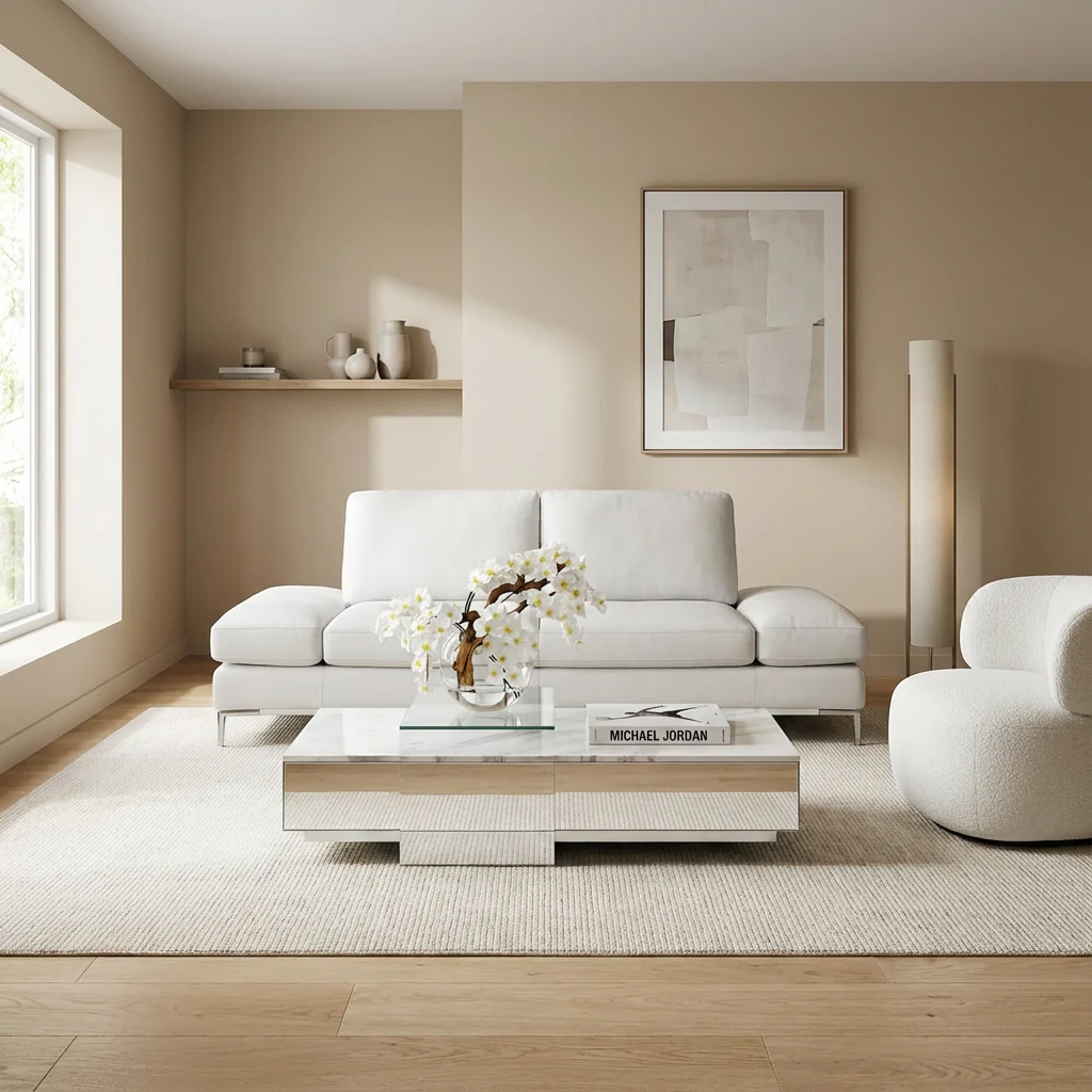 Livio 2 Seater Sofa White - Image 2
