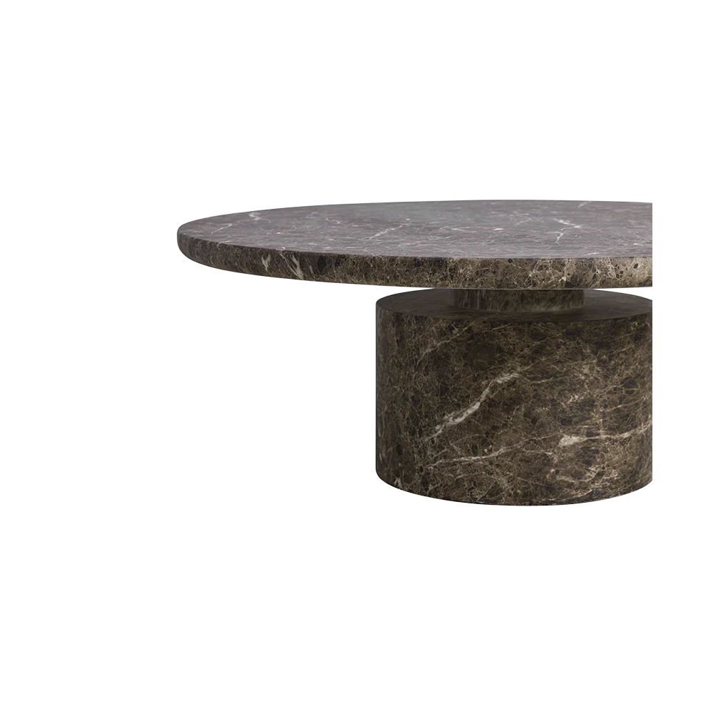 Monaco Round Coffee Table Brown Marble - Image 3