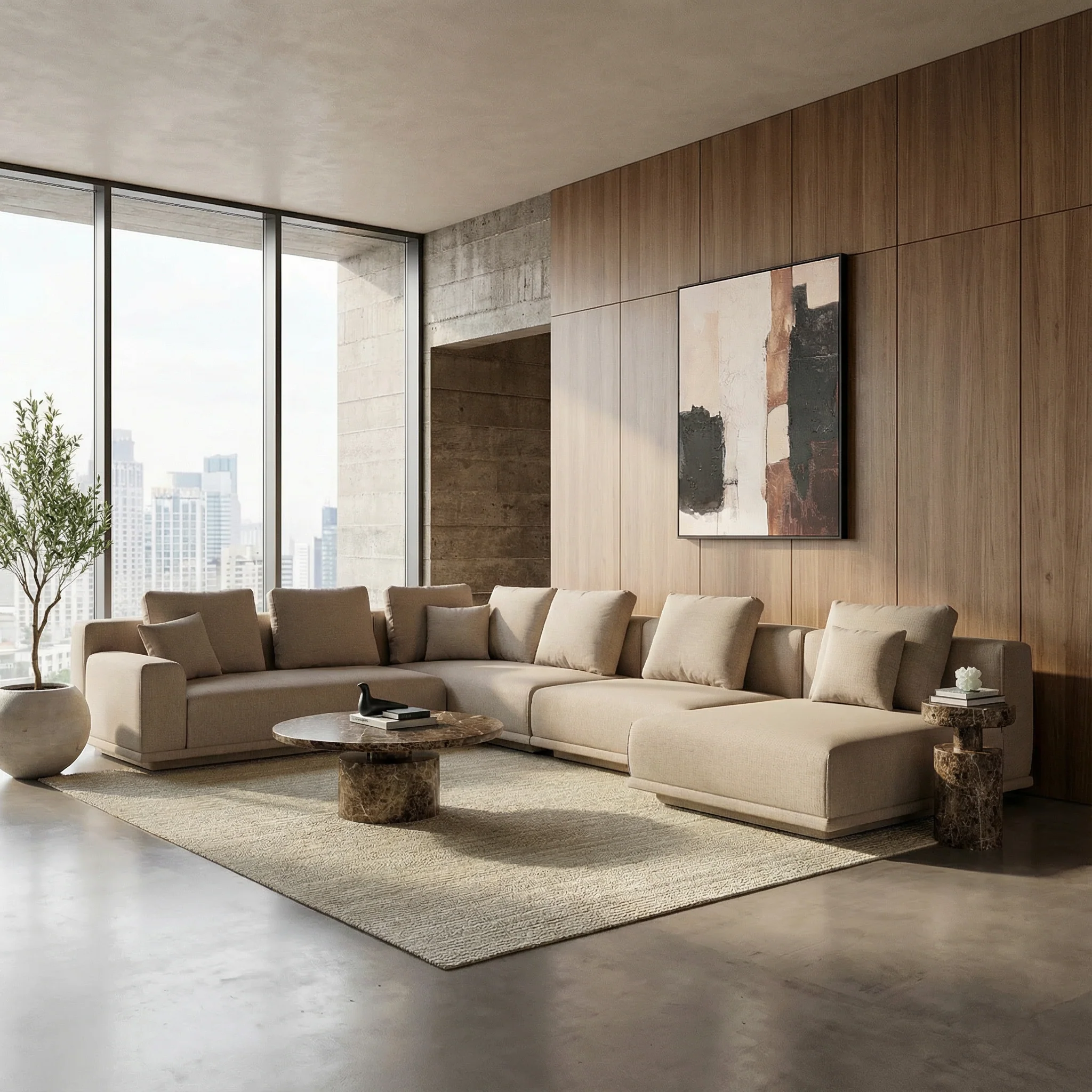 Monaco Round Side Table Brown Marble - Image 3