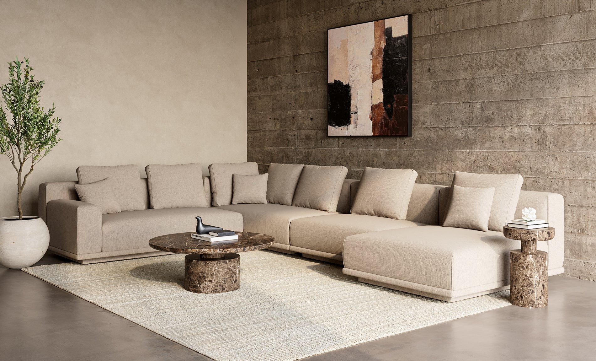 Monaco Round Side Table Brown Marble - Image 7