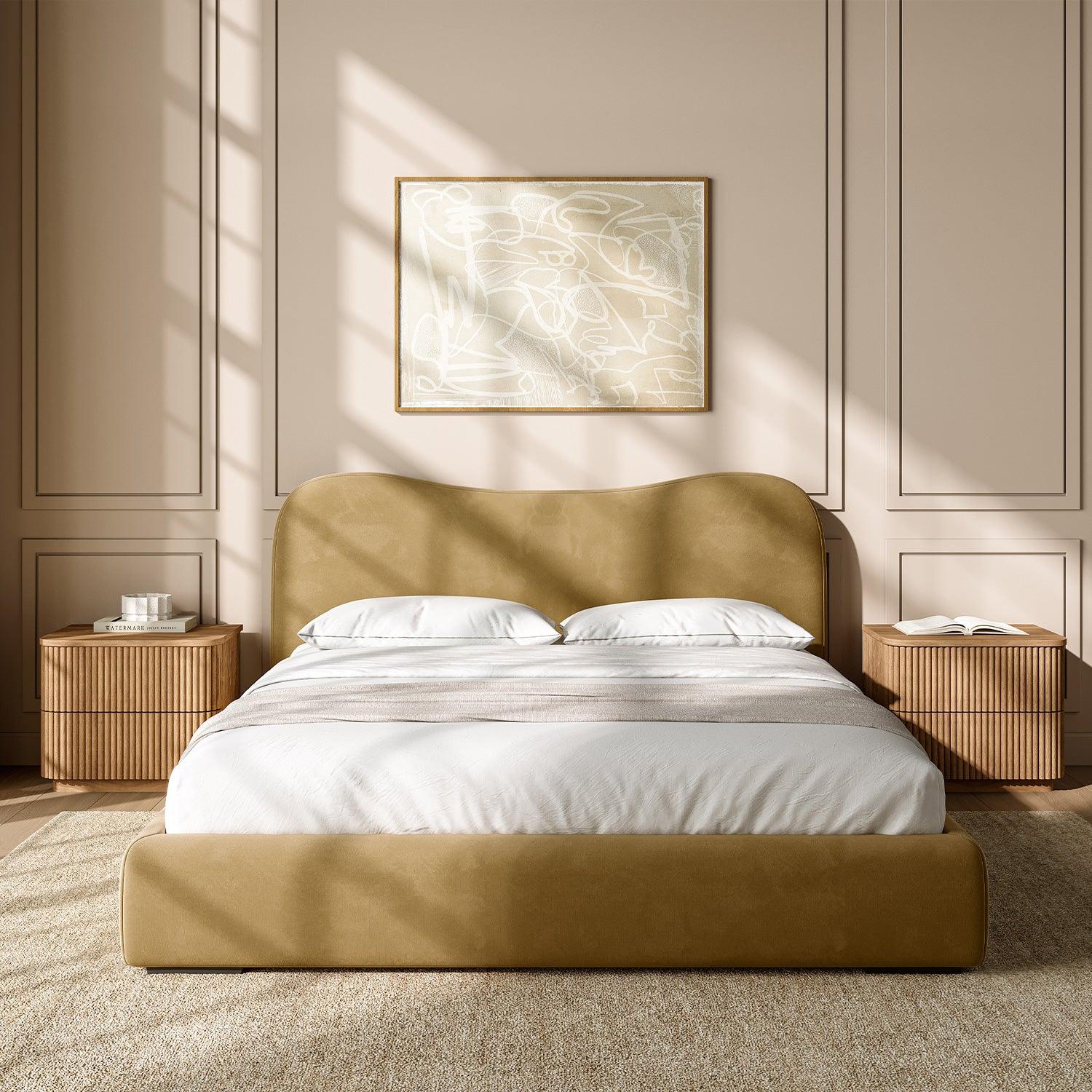 Nido Bed Camel Velvet - Image 4