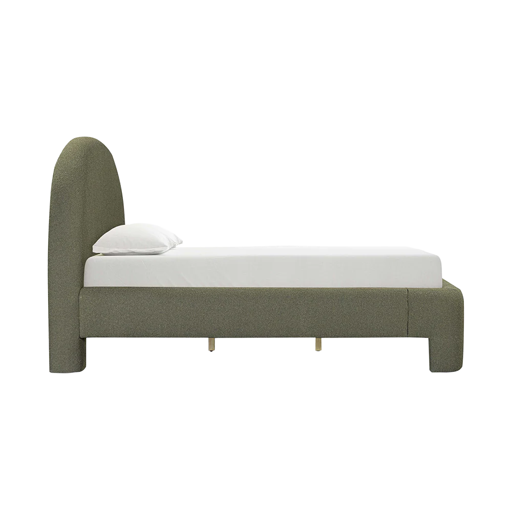 Ophelia Boucle Green Queen Bed - Image 3