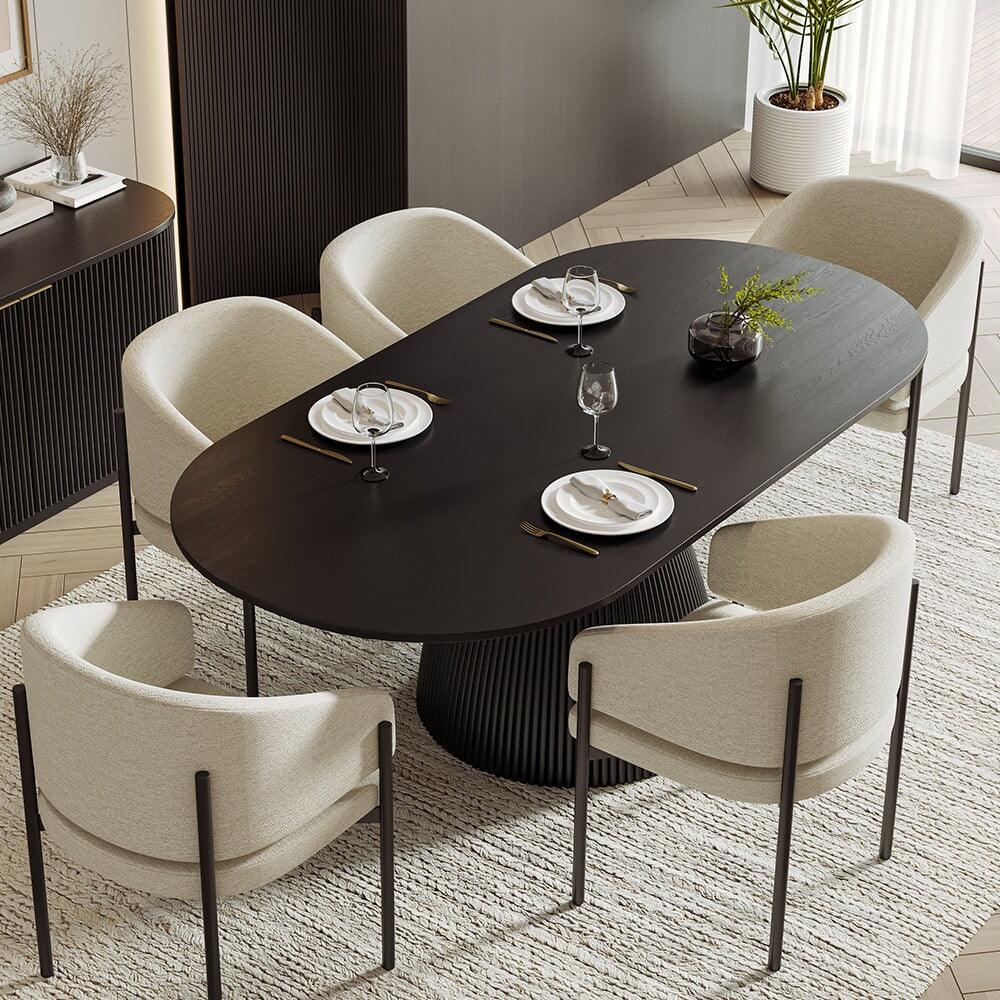 Oxford Dining Chair Off White & Black Frame - Image 4