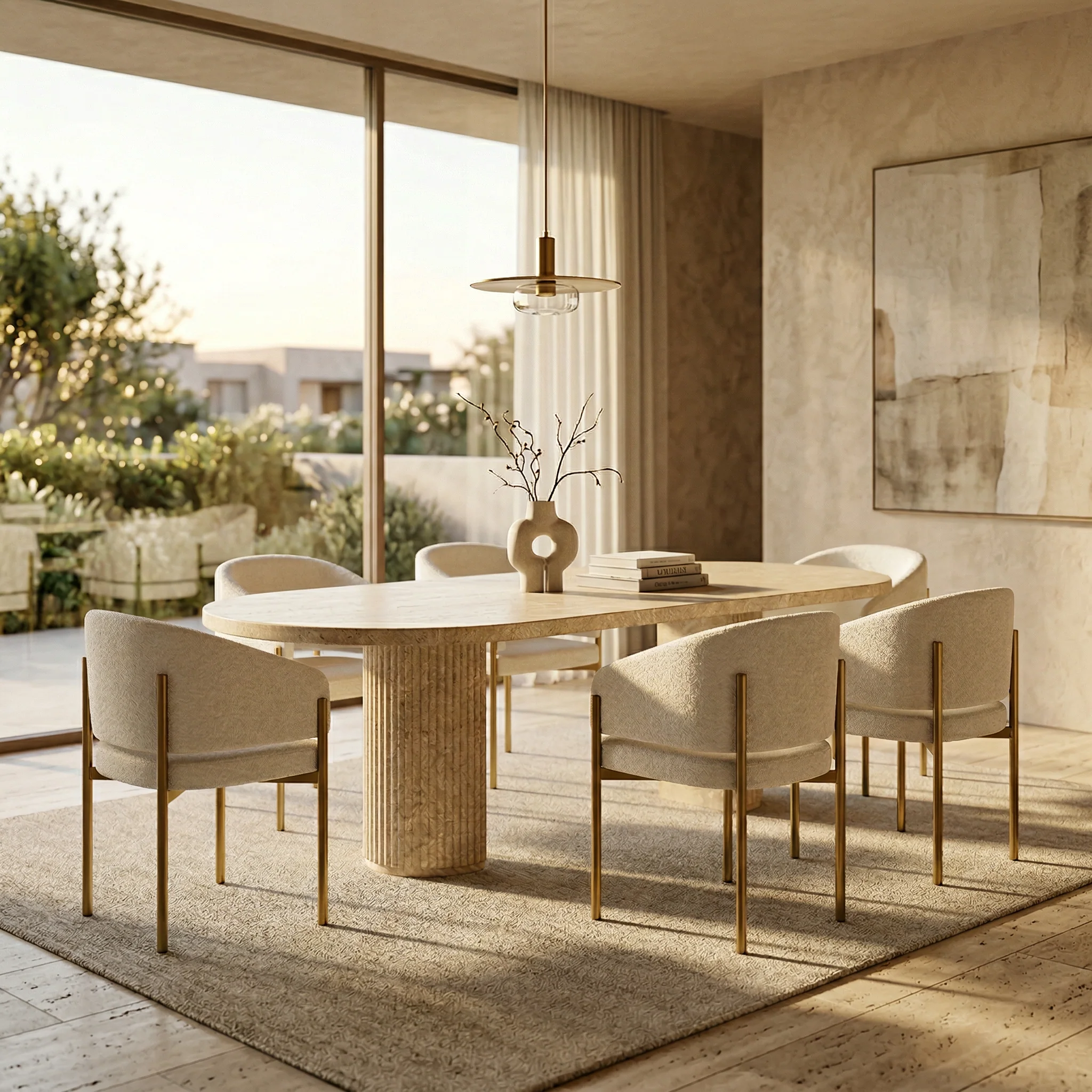Oxford Dining Chair Off White & Brass Frame - Image 4