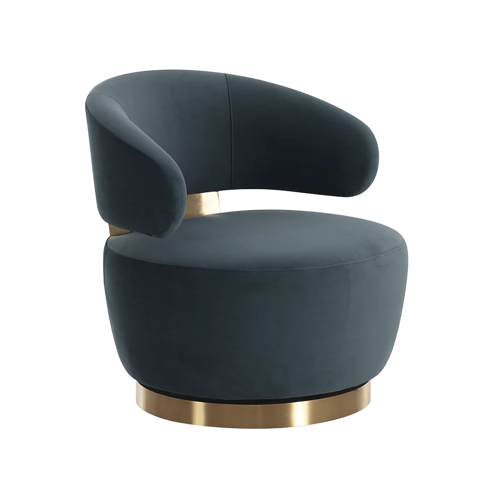 Polaris Dark Teal Velvet Lounge Chair - Image 2