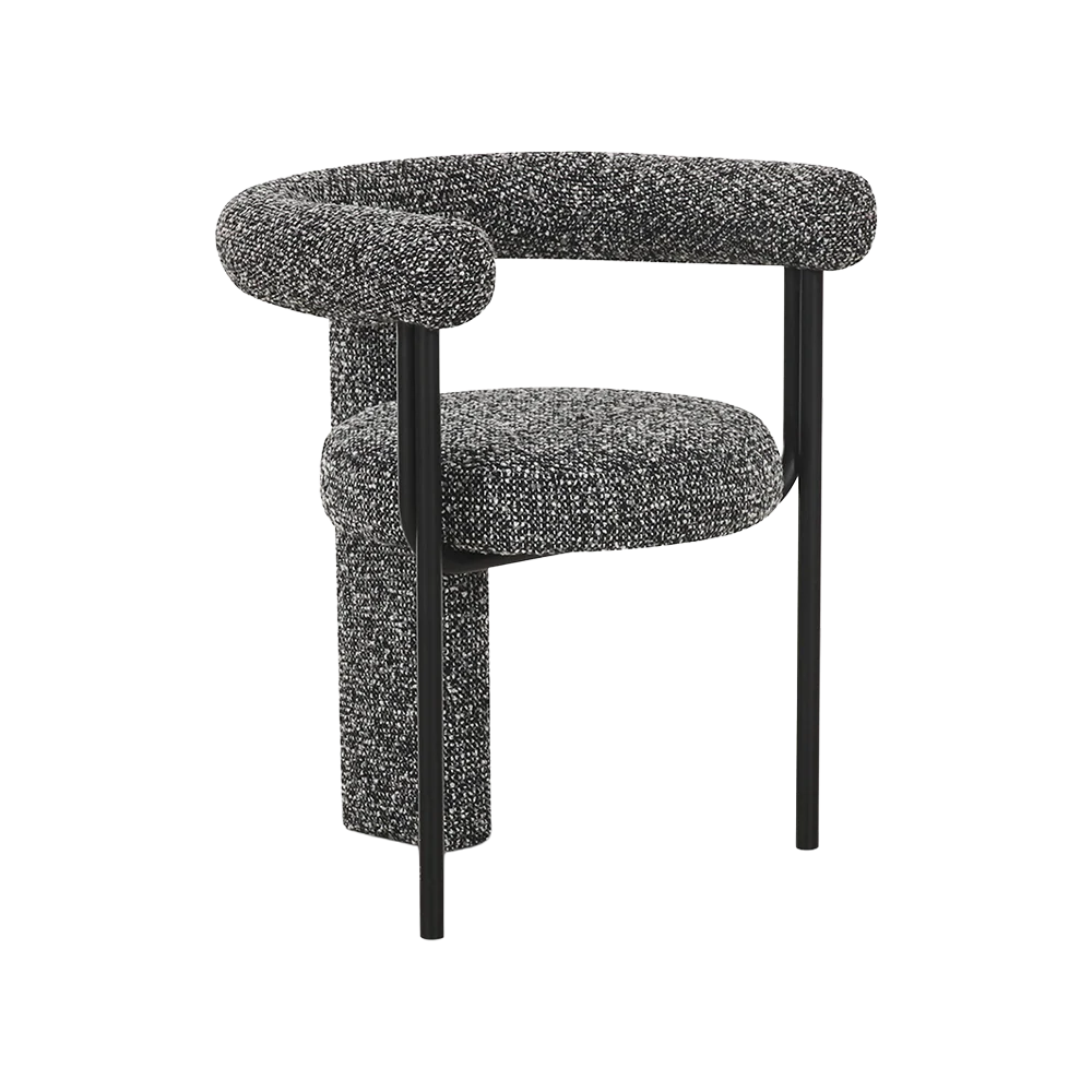 Raffia Black Boucle Dining Chair - Image 2