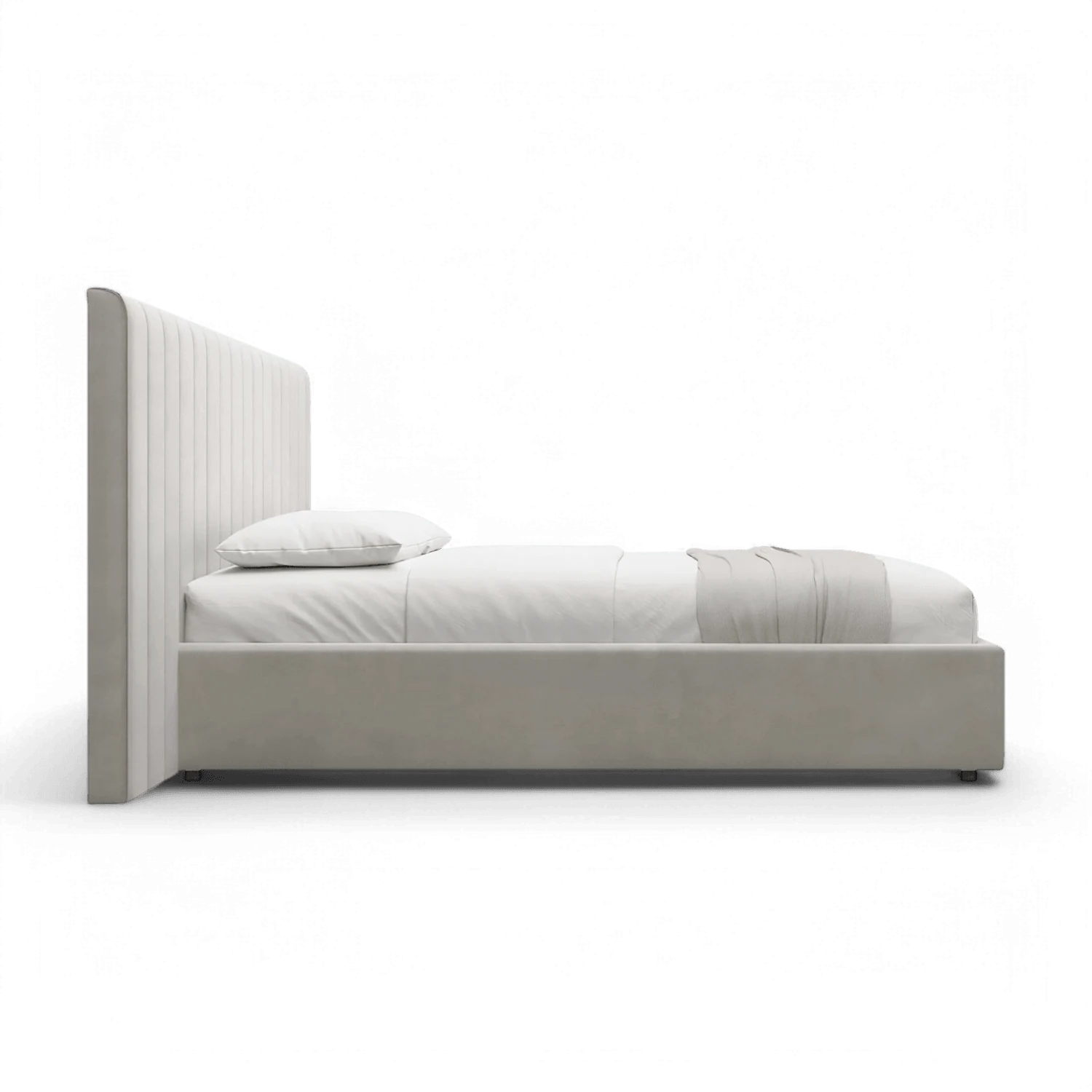 Rune King Bed Beige Velvet - Image 3