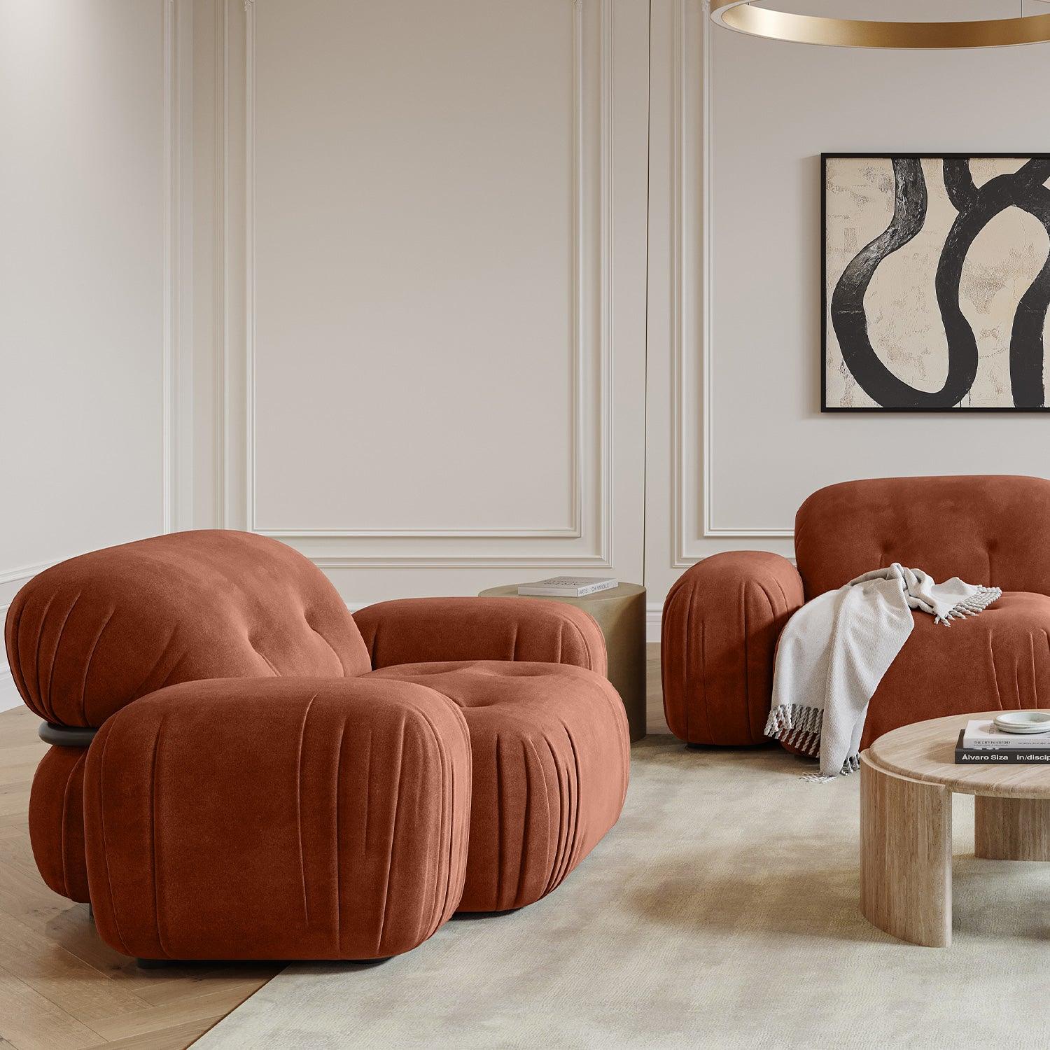 Rune Sectional Sofa Terracotta Velvet - Image 4