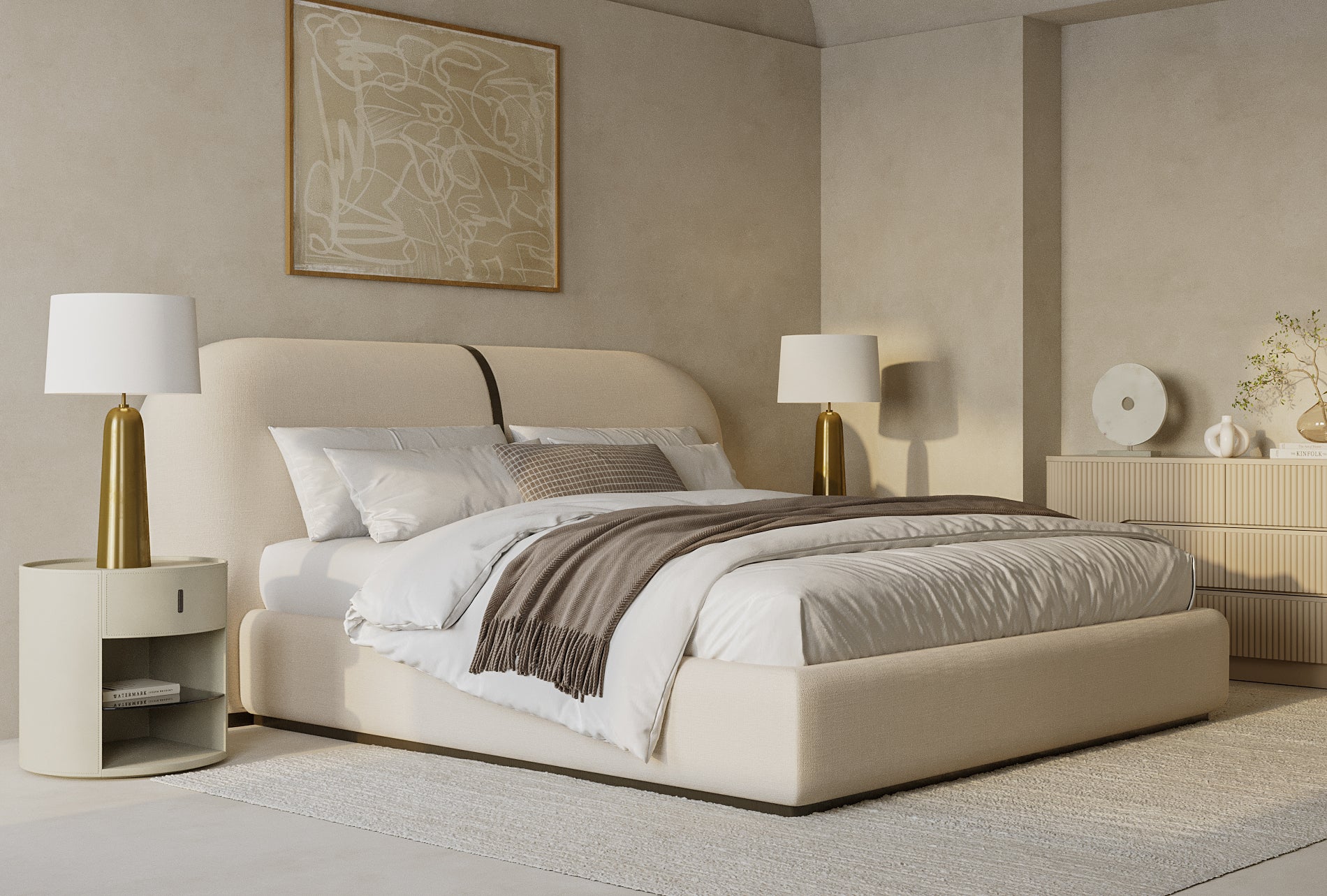 Sable Bed Off White Linen - Image 4