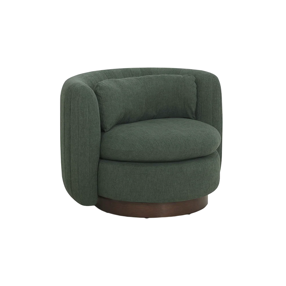 Valeria Green Chenille Swivel Lounge Chair - Image 2