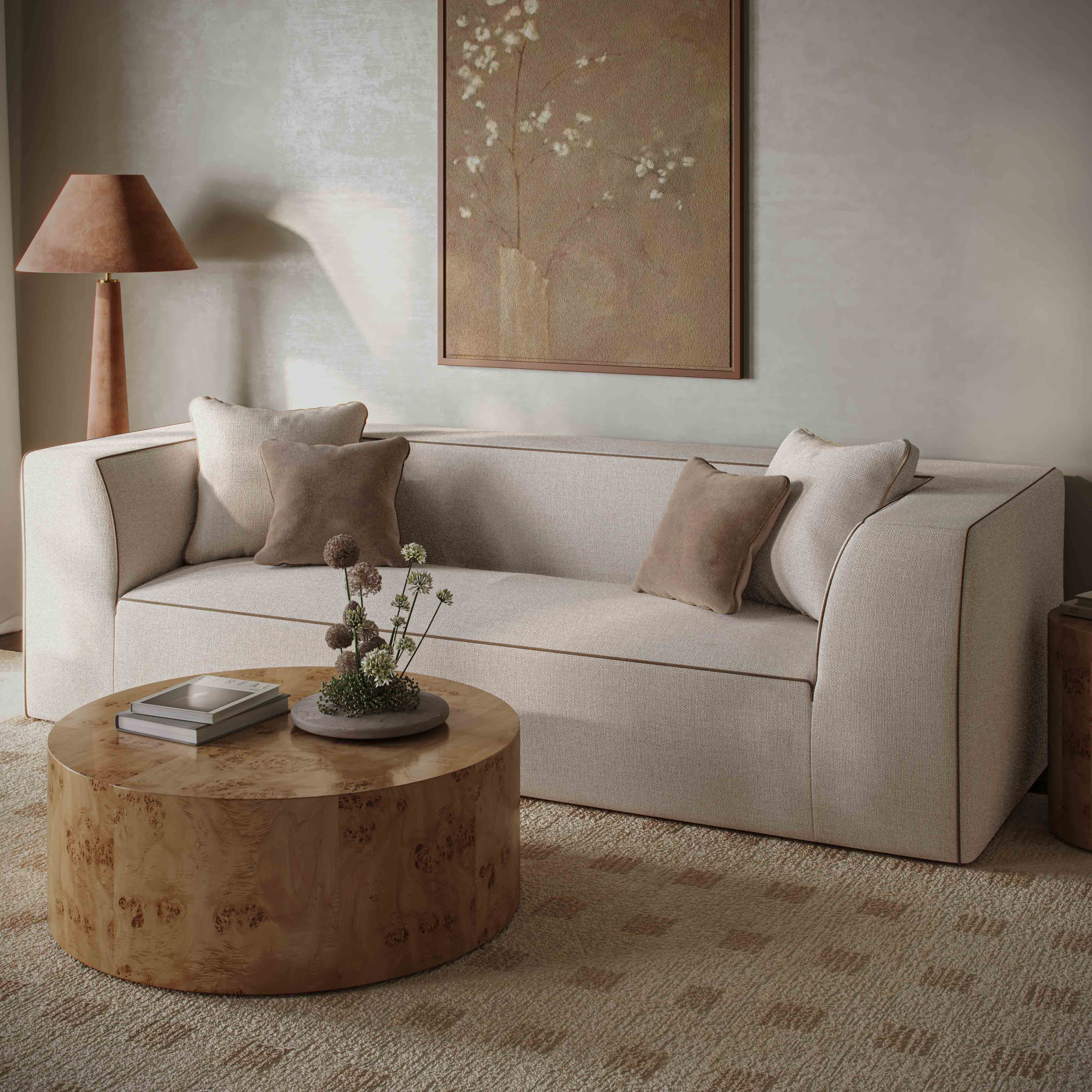 Vallora Cream Linen Sofa - Image 2