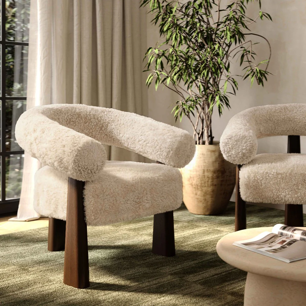 Veltrix Lounge Chair Vegan Shearling - Image 2